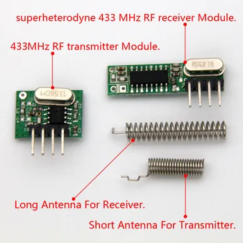 1Set superheterodyne 433Mhz RF vysielač a prijímač, Modul auta malej veľkosti Pre Arduino uno Diy sady 433 mhz Diaľkové ovládanie
