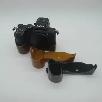 Prenosné Kožené Half-Škrupiny Ochranné puzdro Pre Nikon Z5 Z6II Z7II brašna Ochranné puzdro S Batériou Otvorenie