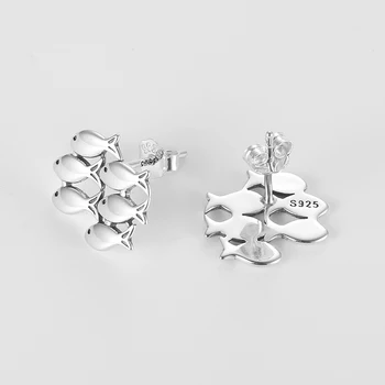 Dowi 925 Sterling Silver Geometrické 6 Ryby Kŕdeľ Stud Náušnice pre Ženy, Dievčatá, Piercing Strany Jemné Šperky Darček 2022 Trendy