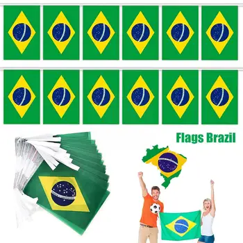 Brazília Bunting Vlajky Zástavy 20pcs BR Brazília String Vlajky Krajín Bunting Banner Dekorácie Pennant V2X5