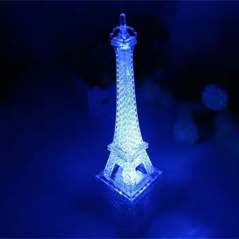 Akryl Eiffelova Veža Blikajúce Farebné LED Nočné Svetlo Romantickú Atmosféru Nočného Stolná Lampa
