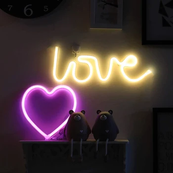 LED, Neónové Srdce Láska Pery Tvarované Nočné Svetlo Neón Prihláste sa pre Domáce Spálňa Strany Bar Svadobné Dekorácie na Vianočný Darček Neónové Lampy