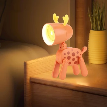 LED Cartoon Nočné Lampy, Ochrana Očí Skladacie s Ušami Mini Stolný Svetlo Domov Ornament Kreatívne Plavidlá pre Dieťa Dieťa Spálňa Decor
