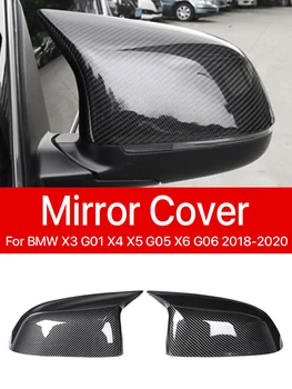 Carbon Fiber Vzor Zozadu Bočné Zrkadlo Pokrytie Čiapky M Štýly Pre BMW X3 G01 X4 G02 X5 G05 X6 G06 2018 2019 2020 Lesklá Čierna