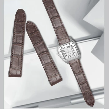 Originálne Kožené Hodinky Remienok pre Cartier Sandoz Santos 100 Sledovať Kapela Mäkké Pohodlné Watchband Príslušenstvo 20 23 mm Náramok