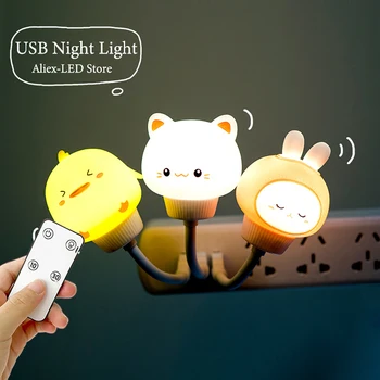 LED Králik Roztomilé Dieťa Darček Nočné Svetlo USB Dotykový Snímač Spálňa Decor Lampa Domov na Dieťa, detské Izby Dekoratívne Osvetlenie