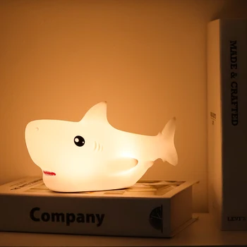 LED Deti Nočné Svetlo Shark Lampa 7 Farieb USB Nabíjateľné Silikónové Spálňa Posteli Izba Lampa pre Deti Baby Girl Darček