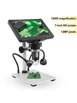 1200X Zväčšenie Mikroskopu 7 palcový HD Displej, Digitálny Mikroskop 12MPX Mikro pre Vyučovanie Dosky s obvodmi Pozorovanie Starožitnosti