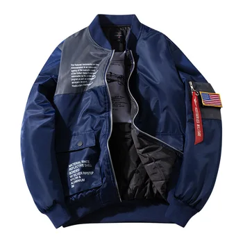 Zimné Vintage 2022 MA-1 Streetwear Hip Hop Vojenské Kabáty Oblečenie American College Bombardér Letu Air Force Pilot Bunda Mužov