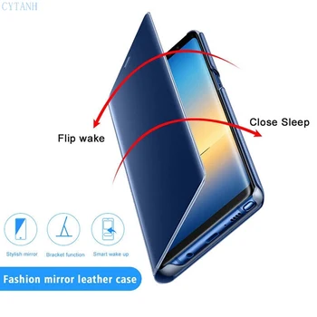Smart Mirror Flip Puzdro Pre Samsung Galaxy A01 A10 A20 A50 A70 A50s A21s A3 A5 A7 2017 A8, A6+ 2018 Poznámka 20 Ultra 10 A51 A71Cover
