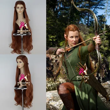 Halloween 100 cm ženy hrdina Tauriel Hnedá parochňa Dlho Pletená vlasy Craig Hal úlohu hrať vlasy elf ženy parochňu