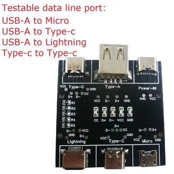 DT3 Dátový Kábel Detekcie Dosku USB Kábel Tester Pre iOS Android Typ-C skrat Na-Off Skúšobnej Doske Nástroj