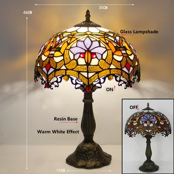 30 CM Tiffany Stredomoria spálňa, nočné osvetlenie, dekorácie, lampy, teplé farby Americký nostalgické retro stolná lampa