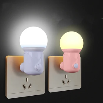 LED Plug-in Nočné Svetlo Spálňa Nočná Lampa Energeticky Úsporné EÚ Plug Nástenné Svietidlo 2-Farby Dieťa Dojčíte Ochrana Očí Spánku Svetlá