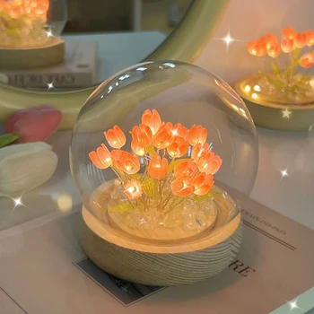 DIY Tulipán LED Nočné Svetlo Umelý Kvet Spánku Svetlo Nočné Ornament Darček k Narodeninám Gadgets Domáce Dekorácie Príslušenstvo