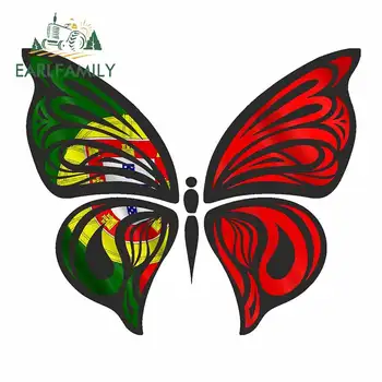 EARLFAMILY 13 cm x 11 cm Ozdobený Motýlích Krídel Dizajn s Portugalsko portugalská Vlajka Motív Vinyl Auto Nálepky