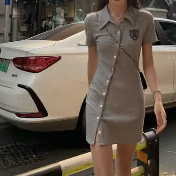 Bodycon Šaty Ženy Štíhle Sexy Dizajnér Singel svojim Mini Strane-štrbinové Vysoko Kvalitný Elastický Ženy Módne kórejský Hot Girls