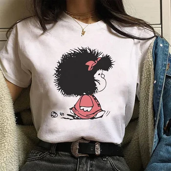 Mafalda Č Rúcha Grafické Tlače T-shirt Ženy Harajuku Estetické Biele Topy Tričko 2021 Nové Módne Anime Kawaii Žena T Tričko