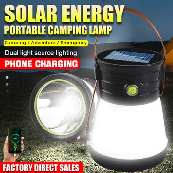 Camping Slnečné Svetlo USB Nabíjateľné Camping Baterka 2 Režimy pre Núdzové Osvetlenie Multifunkčný pre Turistiku, Rybolov