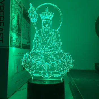 Kreatívne Sochu Budhu 3D Nočné Svetlo Farebné USB Nabíjačka, Batérie, Diaľkové Ovládanie, stolná Lampa Led Darček pre Budhistické Izba Dekor