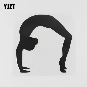 YJZT 11.8CMX12.5CM Gymnastické Dievča Šport Siluetu Vinyl Auto Nálepky Čierna/Strieborná 8A-0804