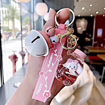 TAKARA TOMY Roztomilý Quicksand Hello Kitty Keychain Pár Modelov Kreatívny Darček Auto Krúžok na kľúče Prívesok Taška