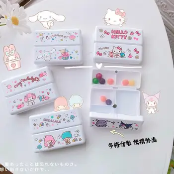 Kawaii Sanrio Príslušenstvo Medicíny Box Dobrý Deň, Kittys Mymelody Kuromi Cinnamoroll Roztomilý Krásy 7-Priestoru Mini-Balenie Box Dievčatá