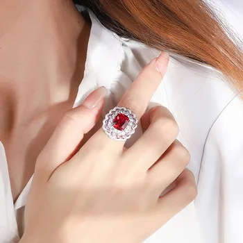Nové módne S925 striebrom vykladané 5A zirkón dámy temperamentu osobnosti farebné poklad krúžok gem