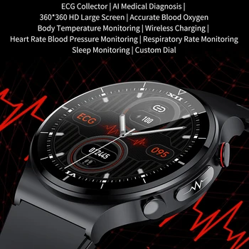 2022 Nové EKG PPG Smart Hodinky Mužov Telesnej Teploty Kyslíka v Krvi, Srdcovej frekvencie, Vodotesný IP68 Bezdrôtovú Nabíjačku Športové Mužov Smartwatch