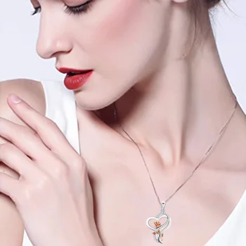 Móda double-layer zirkón Srdce Rose Náhrdelník pár luxusné svadobné šperky, zásnubné Náhrdelníky pre ženy výročie darček