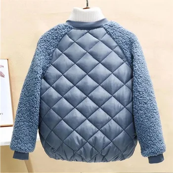 Ovčej vlny Hoodies Bunda dámske Krátke Kabáty mreže na zips voľné Veľké veľkosti Outwear Zime Teplé Študentka, Bavlna-čalúnená