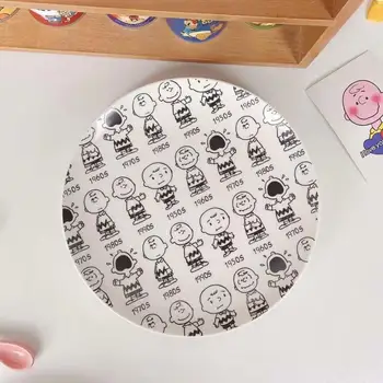 8 Inchs Snoopy Japonskej In Karikatúra Roztomilý Keramický Tanier Tanier Dezertný Raňajky Šalátový Tanier Kawaii Anime Domácnosti, Kruhový Tanier