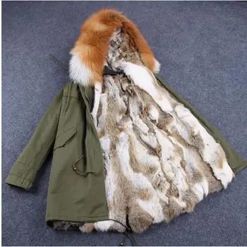 2017 značky real králik srsť srsť dlhá zimná bunda ženy odnímateľný mýval kožušiny golier hrubé teplé kožušiny vetrovka najvyššej kvality