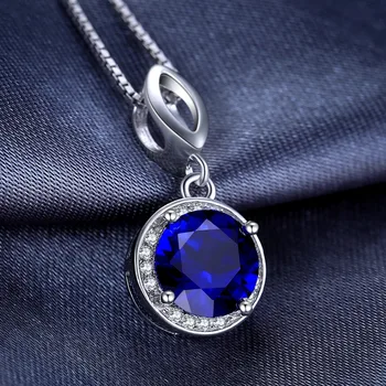 JewelryPalace 2.8 ct Vytvorené Blue Sapphire 925 Sterling Silver Náhrdelník Prívesok pre Ženu Šperky, Zásnubné Č Reťazca Nový Príchod