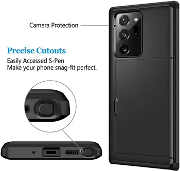 Pre Samsung Galaxy Note 20 Ultra Prípade, Ochranné Kreditnej Karty Držiteľ ID Slot obal pre Samsung Poznámku 20 S21 Ultra S20 Plus FE 5G