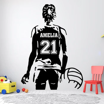 Osobné Volleybal Meno A Č. Šport Volejbal Stenu Vinyl Domova pre Dievča Izba Deti, Dospievajúci, Spálňa Nálepky nástenná maľba 4760