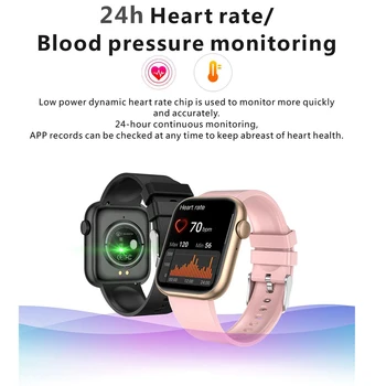 Modrý Zub Hovor Smart Hodinky Muži Ženy Hudbu Prehrať Hlasový Asistent Teplota Heartrate Monitor Smartwatch Fitness SpO2 BP Spánku