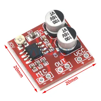 LM386 electret mikrofón, zosilňovač, board / mikrofón, zosilňovač / bez potenciometer DC4-12V