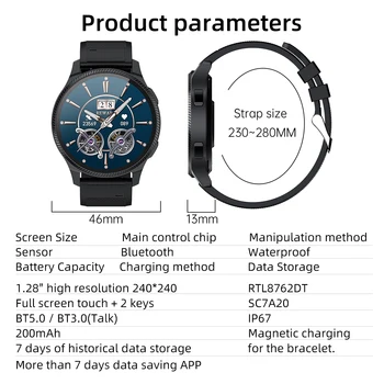 Nové 2022 ODMENU RDS1 Mužov Smart Hodinky Bluetooth Hovor Športové Nepremokavé Smartwatch Dotykový Displej Hodinky pre Android a iOS