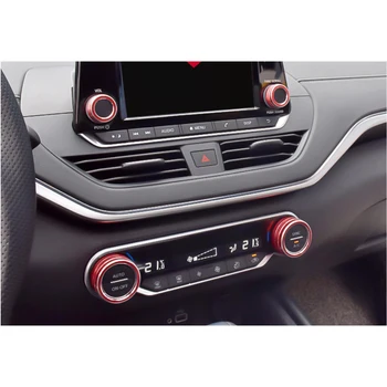 1 Nastavte Červené Auto AC CD Prepnutie Gombík Krúžky Zahŕňa Trim Hliníkovej Zliatiny Dekorácie vhodné Na Nissan Teana Altima 2019 2020