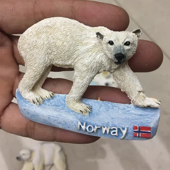 Nórsko Chladnička Magnet Suvenírov Polar Bear Turistické 3D Živice Chladnička Magnet Magnetické Samolepky pre Domova Zber