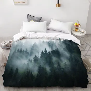 Charakter Krajiny Perinu Veľkosť Prírodné Atrament Maľovanie na Horských posteľná bielizeň Nastaviť Lesov Rieky Polyester Deka Kryt 3D Tlač