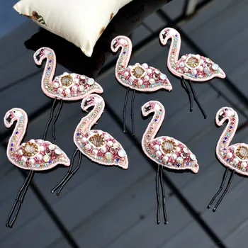 Sequin Flamingo Vták Swan Škvrny na Oblečenie Šiť Oblečenie Drahokamu Korálkové Nášivka Lištovanie Odznak Pruhy Príslušenstvo