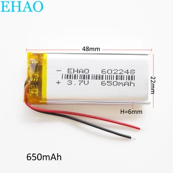 602248 3,7 V 650mAh batéria Lítium-Polymérová LiPo Nabíjateľná Pre Mp3, GPS Vedi Hra 6*22*48 mm smart band