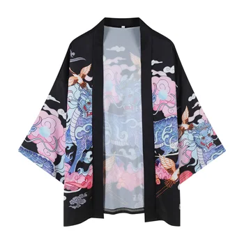Ženy Kimono Tričko Streetwear Japonské Kimono Cardigan Mužov Samuraj Kostým Oblečenie Kimono Bunda
