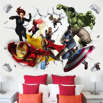 3D Avengers samolepky na stenu pre deti izby obývacia izba, spálňa DIY dekorácie Super hrdina filmu plagát Detí dary