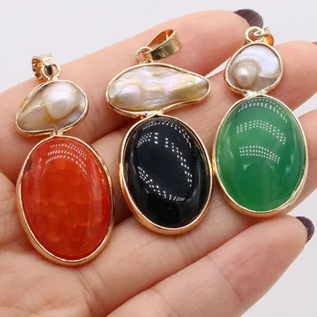 Hot Predaj Prírodného Kameňa Prívesok perleť Shell Agates zobrazili kľúčové tlačidlá pre Šperky, Takže DIY Náhrdelník Príslušenstvo Darček Veľkosť 20x45mm