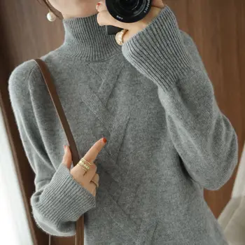 Pulóver Sveter 2022 najpredávanejších vysoká krku sveter pre ženy voľné kórejská verzia všestranný knitwear sveter zena top