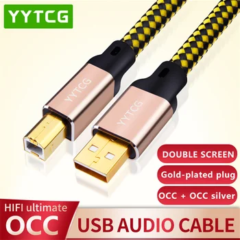 YYTCG 2FT/3 FT/5 FT HIFI Kábel USB DAC A-B Alpha OCC Digitálne AB Audio A do B High-End 24k Pozlátený USB Konektory Série