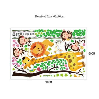 Roztomilé Opice, ktoré sa hrali na Strom Cartoon Zvieratá Samolepky na Stenu Výška Vládca Opatrenia pre detské Izba, detská Izba detská Škôlka
